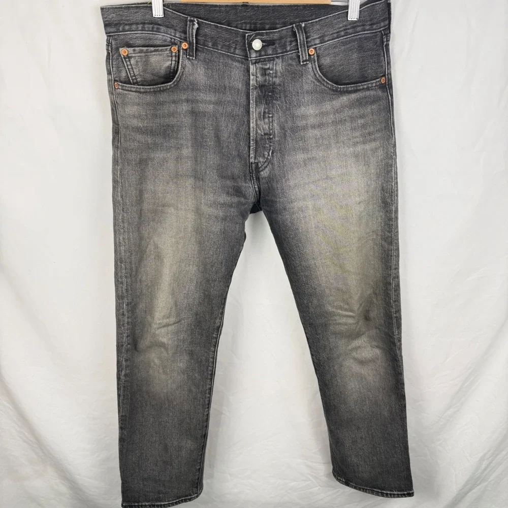 Levi's 501 Premium Faded Black Button Fly Straight Jeans 34x30 Vintage Inspired